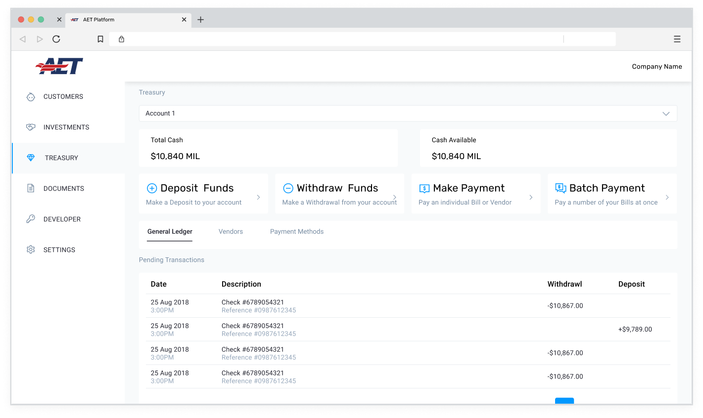 platform screenshot of accounts view